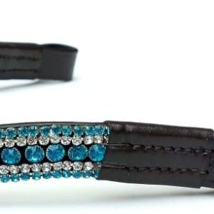 Equipride Pferde-Stirnband, -Stirnriemen, mit attraktiver Bogenform; glänzende, funkelnde Strasssteine, türkis