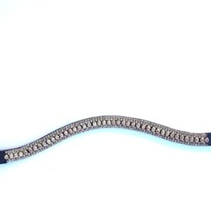 GS – Reitsport Stirnriemen Stirnband für Trensen mit filigran geschliffenen Kristallen geschwungen (40 cm)