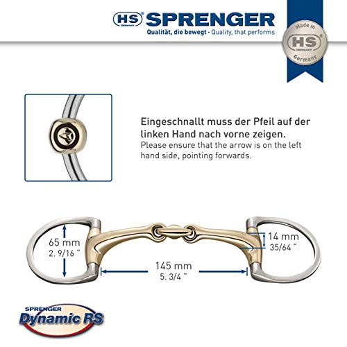 SPRENGER Dynamic RS Olivenkopfgebiss mit D-förmigem Ring 14 mm doppelt gebrochen - Sensogan, 145 mm Weite – Bild 2