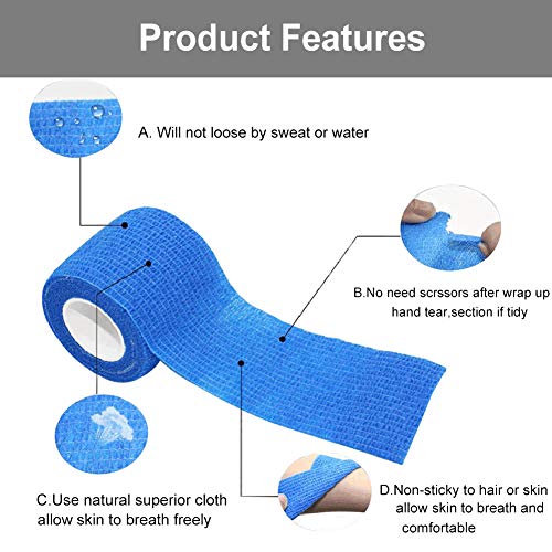 Houdao 6 Rollen Selbstklebender Verband Flex Selbsthaftende Bandagen Elastische Fixierbinde Selbsthaftend für Finger... – Bild 2