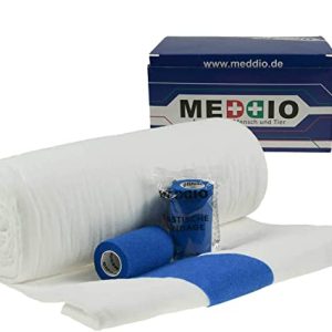 Mullwatterolle 40x500cm + 12 Haftbandagen 10cm blau Anguß-Verband Pferde-Hufe