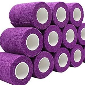 nilo Haftbandagen – 12 Rollen 5cm x 4,5m selbsthaftende elastische atmungsaktive Bandage, Fußverband, Pfotenverband, Erste Hilfe, Stützverband (Lila)