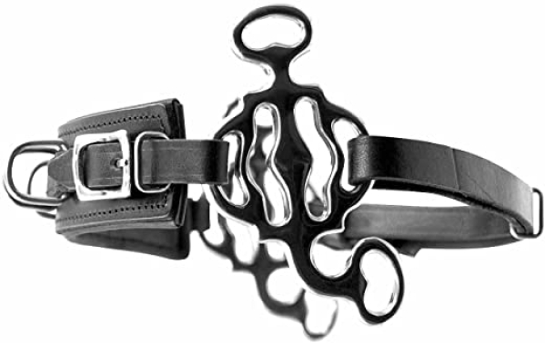 AMKA Hackamore Barock mit 3 Ringen ausgestatteter Nasenriemen Leder + Edelstahl 034/103