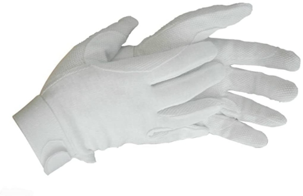 Baumwoll-Reithandschuhe, mit Noppen, Erwachsene Weiss S