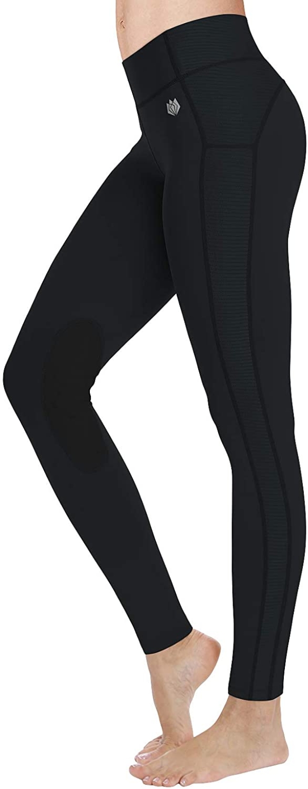 FitsT4 Reithose Reitleggings Damen Mädchen Kinder mit Kniebesatz und Innentasche, elastische Jodhpurhose REIT-Tights für Reitschule Reitsport…