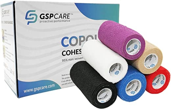 GSPCARE Tierverband Selbstklebend 10 cm x 4,5 m, 6 Rollen Selbsthaftende Bandage Elastisch Kohäsiver Verband, Haftbandage für Schwellungen der…