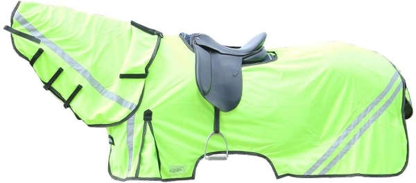 netproshop Sicherheit Reflex Ausreitdecke Fliegendecke + Abnehmbares Halsteil Gr.130, Groesse:135, Farbe:Gelb