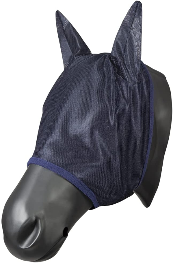 Pfiff 102144 Fliegengesichtsmaske mit Ohren, Fliegenschutz für Pferde, blau
