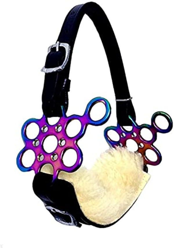 Royalian Reitpferd Blumen-lang mehrfarbig Hackamore mit verstellbarem Lederpelzgurt Trensenzaum gebisslos Multi-Loch Sieben Ring Pferd Gebiss…