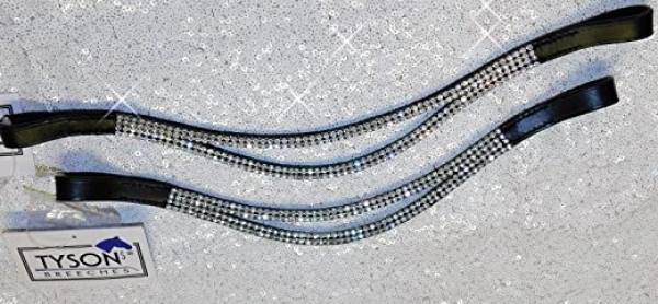 Tysons Breeches Stirnband Diadem geschwungen Minishetty Shetty Minipony Glitzer wie Strass Stirnriemen Leder (Shetty)